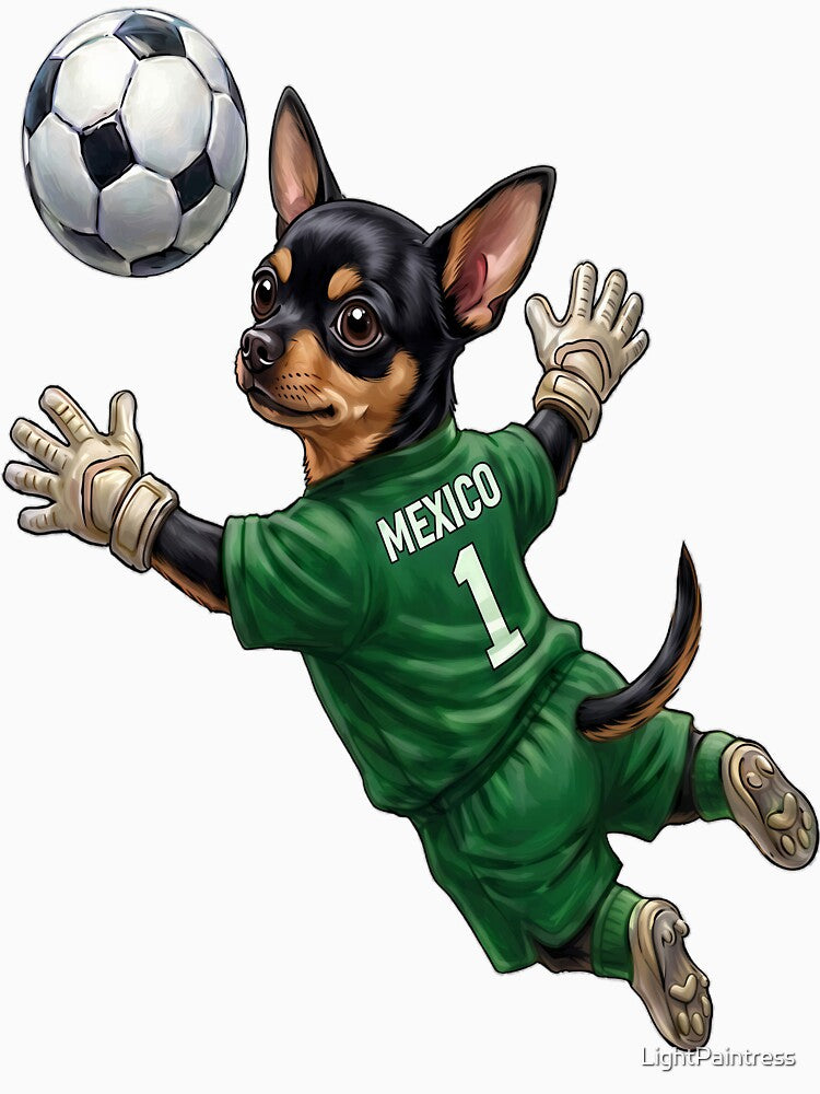 Soccer Goalkeeper Chihuahua Mexico (Black/Tan) by LightPaintress