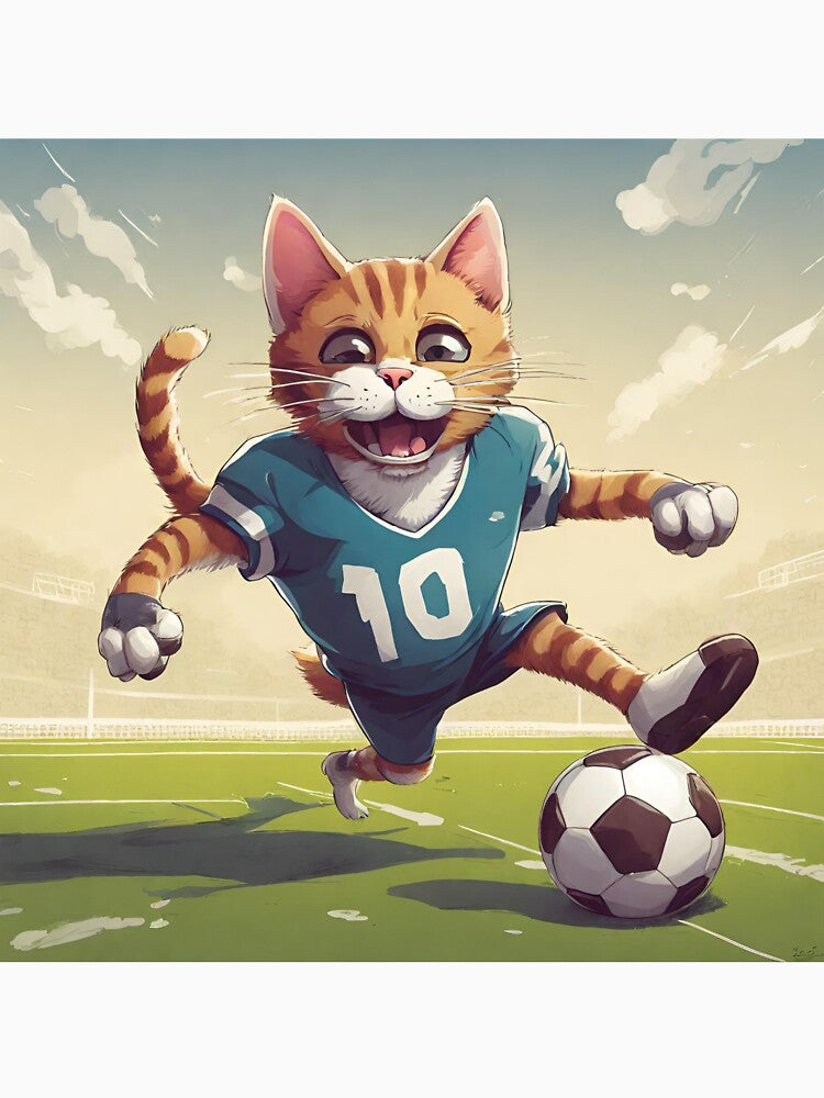 cat playing football digital paper by pig2u