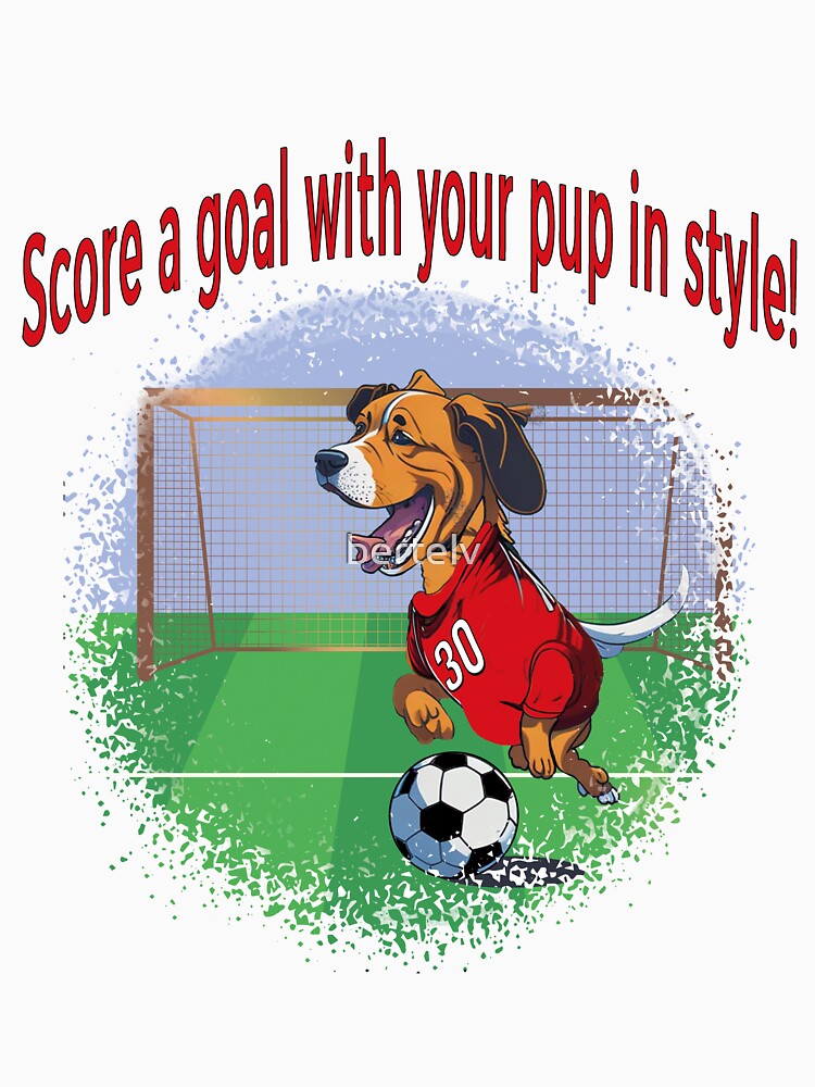 Funny drawing of a dog playing soccer by Idea y Design
