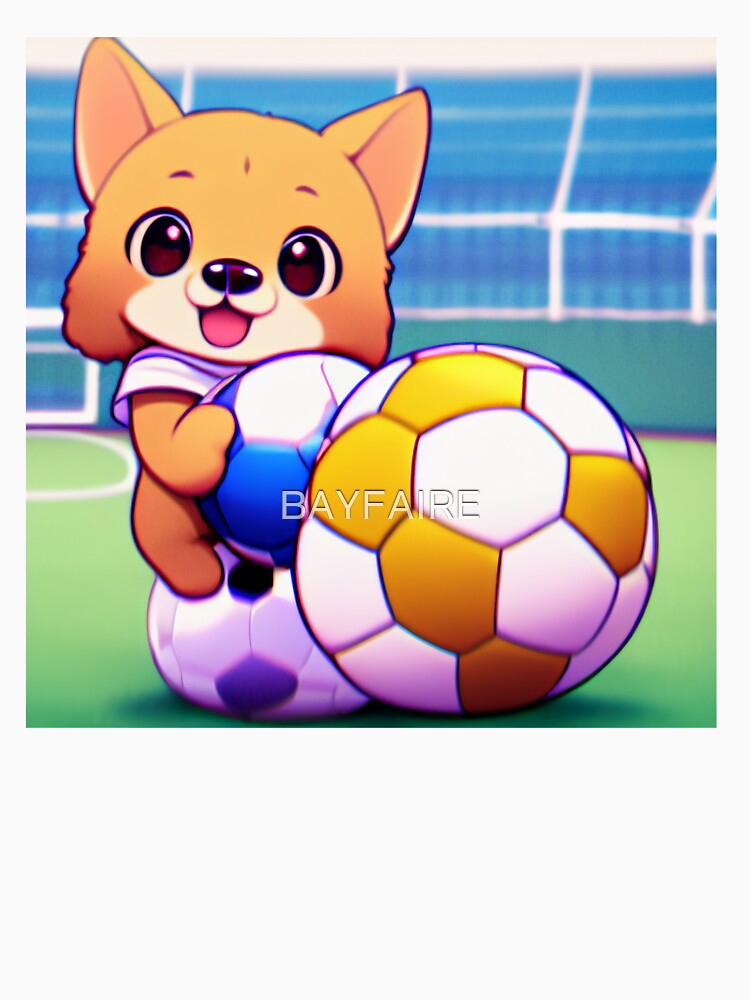 Chibi Anime Dog Holding Soccer Ball by BAYFAIRE