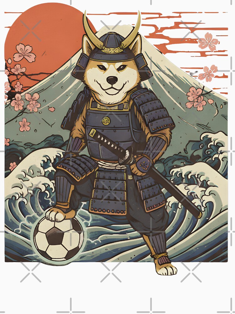 Vintage Shiba Inu Samurai Soccer Player Japanese Ukiyo-e Art - Football Fan - Game Supporter Japanese Team by BeaverFriends