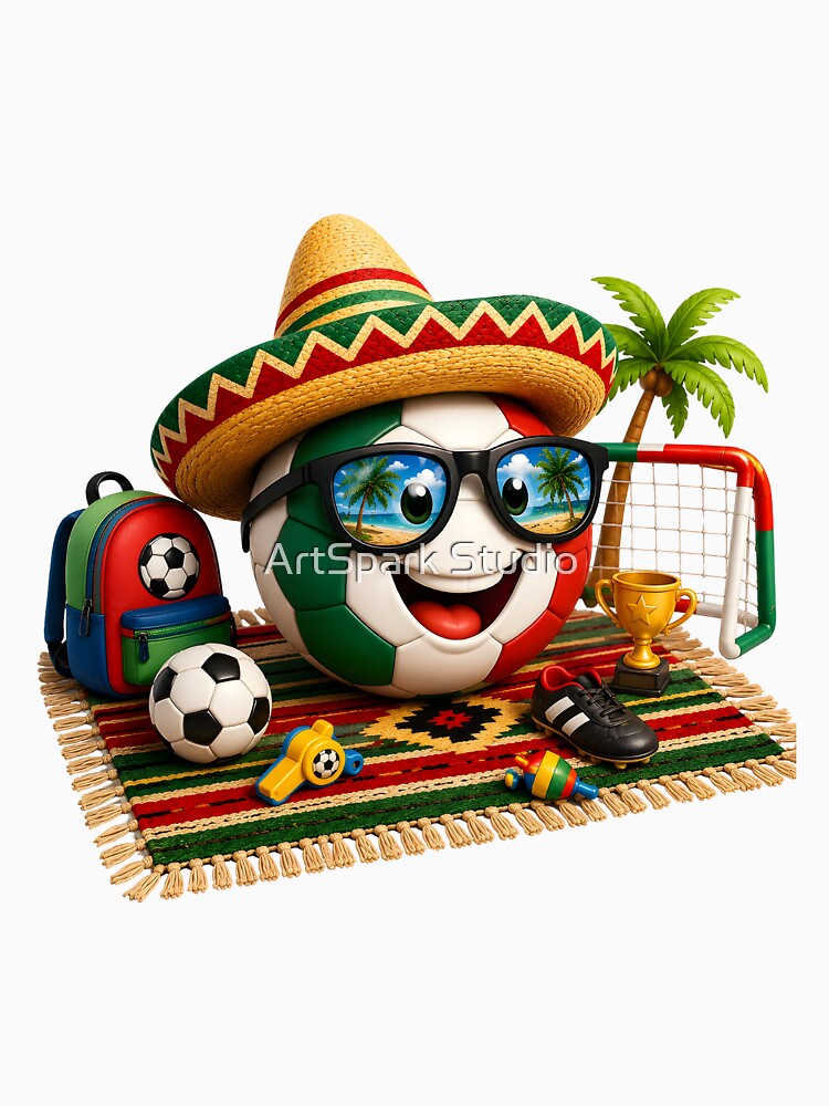 México Soccer Fiesta Cartoon – Cute Football Sombrero Design by ArtSpark Studio