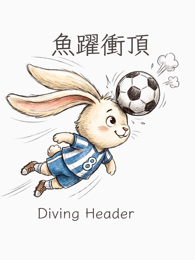 Cute Soccer Bunny Diving Header Illustration by TaiwanMemory