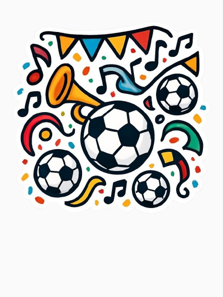 Cute Cartoon Football Celebration Sticker / Joyful Soccer Fan Party Doodles by abdelski