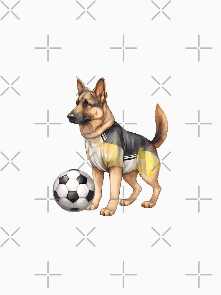 German Shepherd Dog Cute Football Soccer Player Digital Art Design by GSDDESIGNMERCH