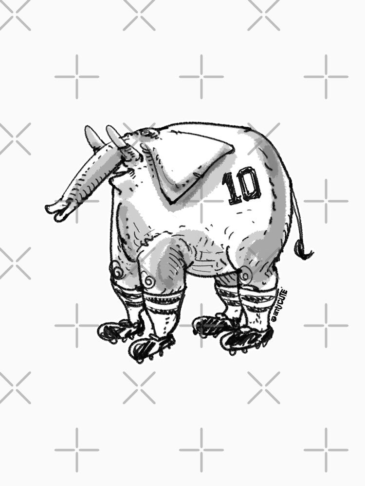 cartoon style football player elephant by anticute