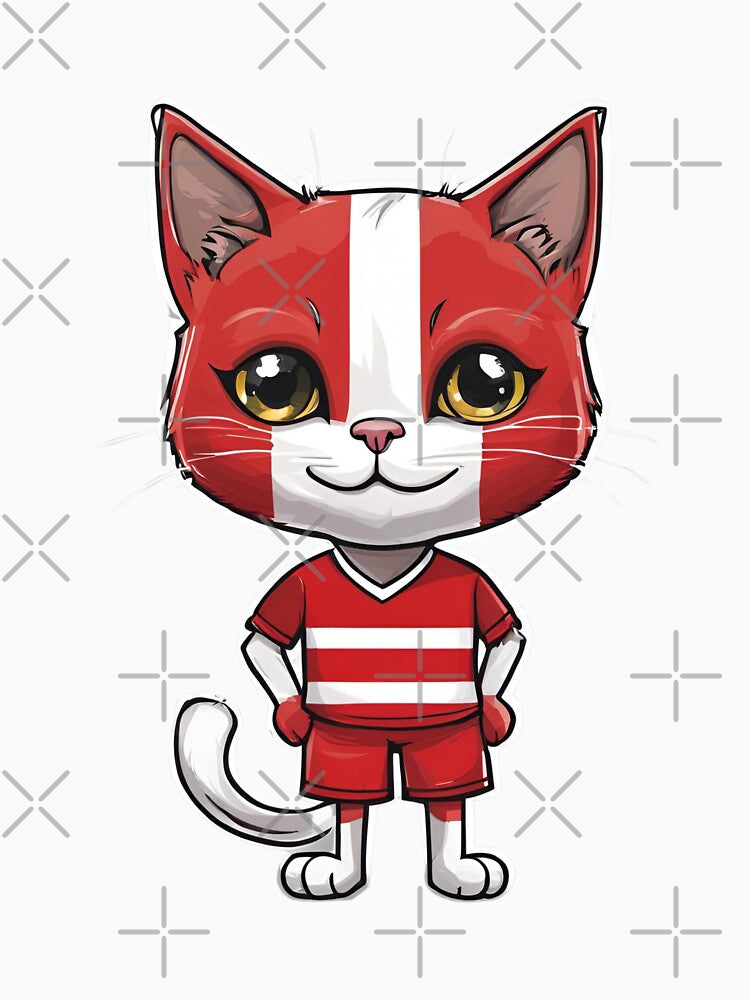 DENMARK Sports Team: a Cat wearing colours of Danish Flag Dannebrok D25 by PerfectDay2Play