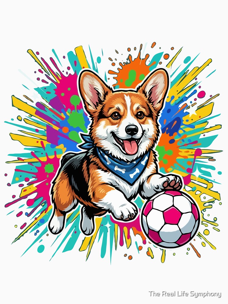 Pembroke Welsh Corgi Soccer Dog – Cute Football Puppy Gift for Dog Lovers by The Real Life Symphony