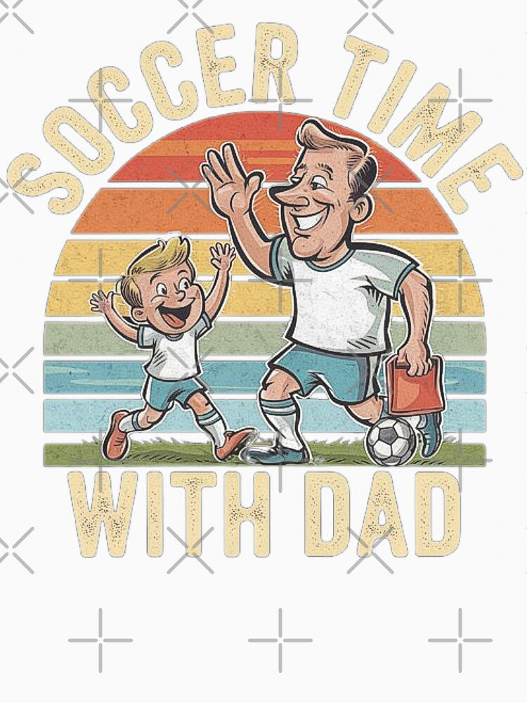 Soccer Time with Dad Vintage Family Bonding Art by love3617