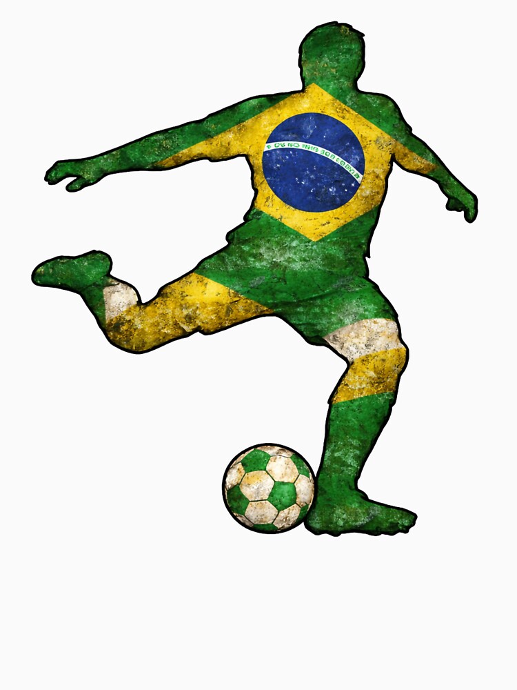 Brazilian Soccer Player Brazil Flag Silhouette by LintonGriffin