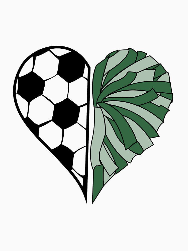 Half soccer heart and half green pom pom heart by PepaAnaRB