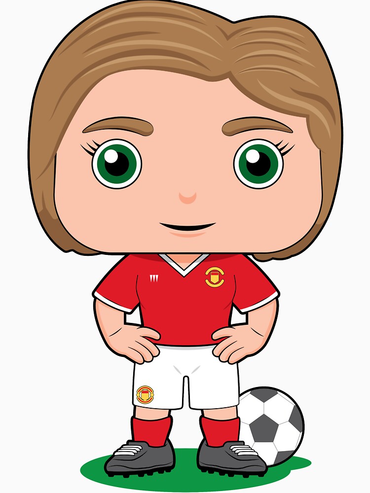 Cute soccer girl player illustration in red kit by essjaydesigns