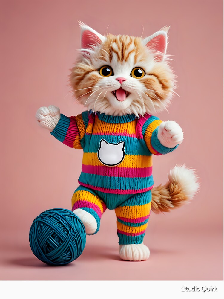 Knitted lovable yarn football cat by Studio Quirk
