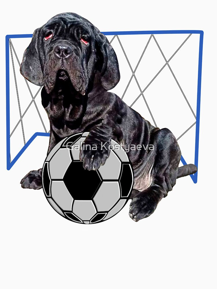 Neopaletian Mastiff with soccer ball and soccer goal by Galina Kostyaeva