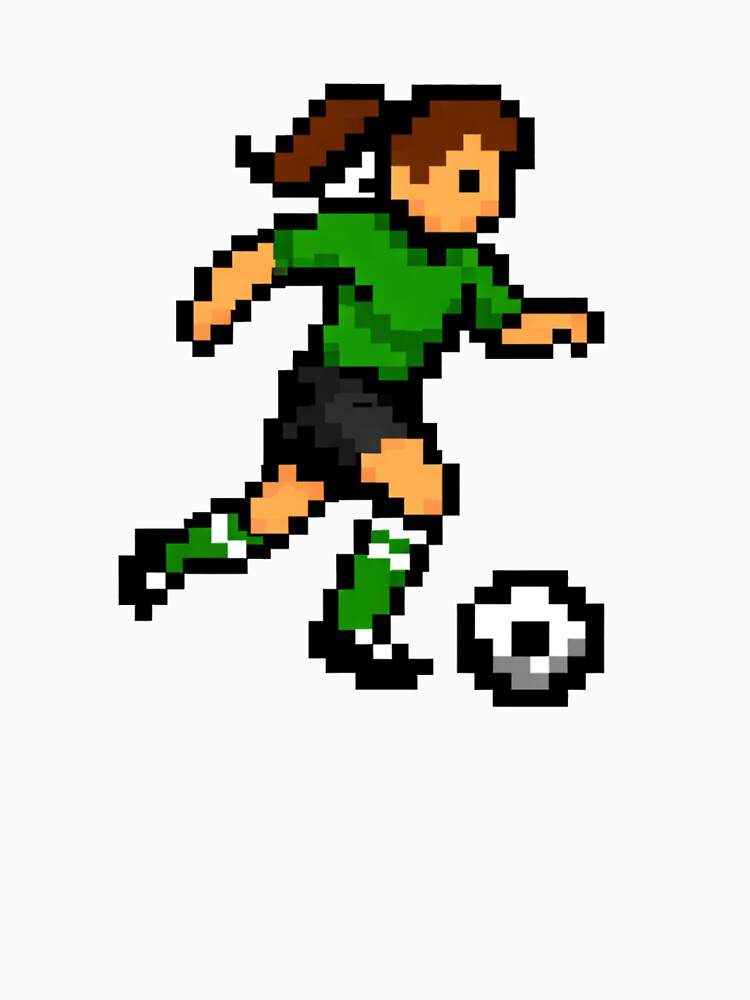 Pixel Soccer Players Dribbling Trio – Retro 8-Bit Football Players by Is It Soccer Or Football