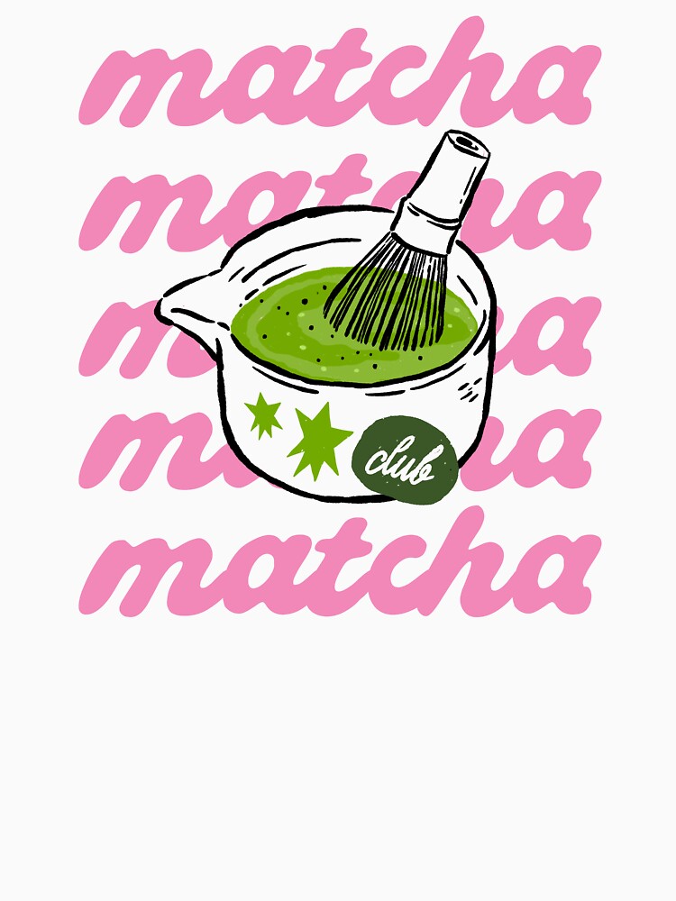 Retro Matcha Club Pink Typography Bowl And Whisk by krystalRomanart