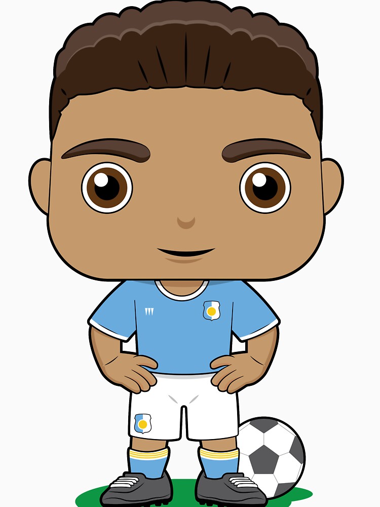 Cute soccer boy player design in sky blue kit by essjaydesigns