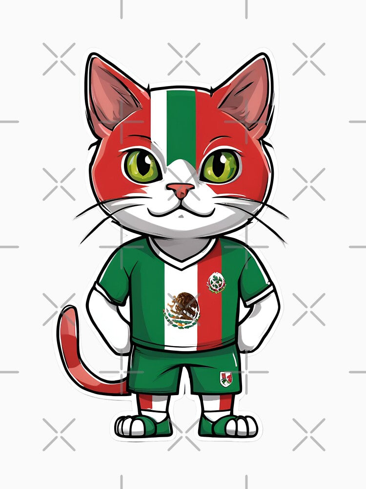 MEXICO Sports Team: a Cat wearing colours of Mexican Flag D27 by PerfectDay2Play
