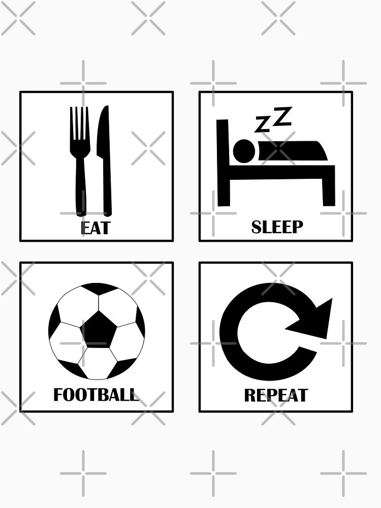 Eat Sleep Football Repeat Player Gift white color by Panya-Design