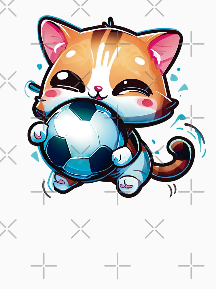 Cute Kawaii Cat Holding a Soccer Ball by Numero14