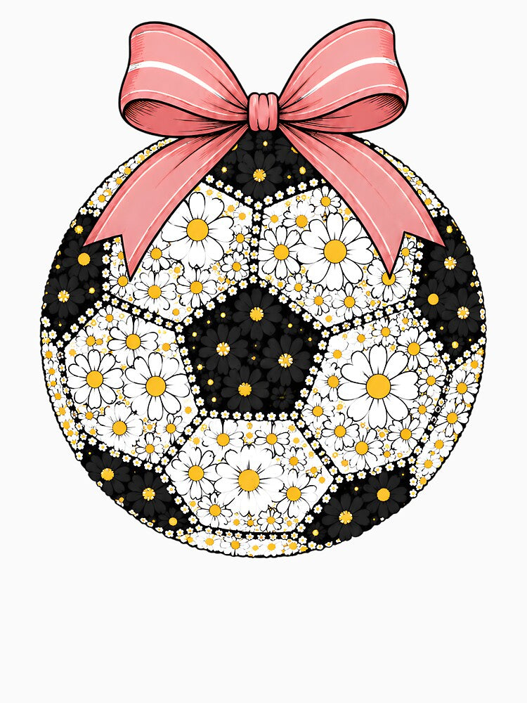 Floral Soccer Ball Pink Bow by GenesixDesign