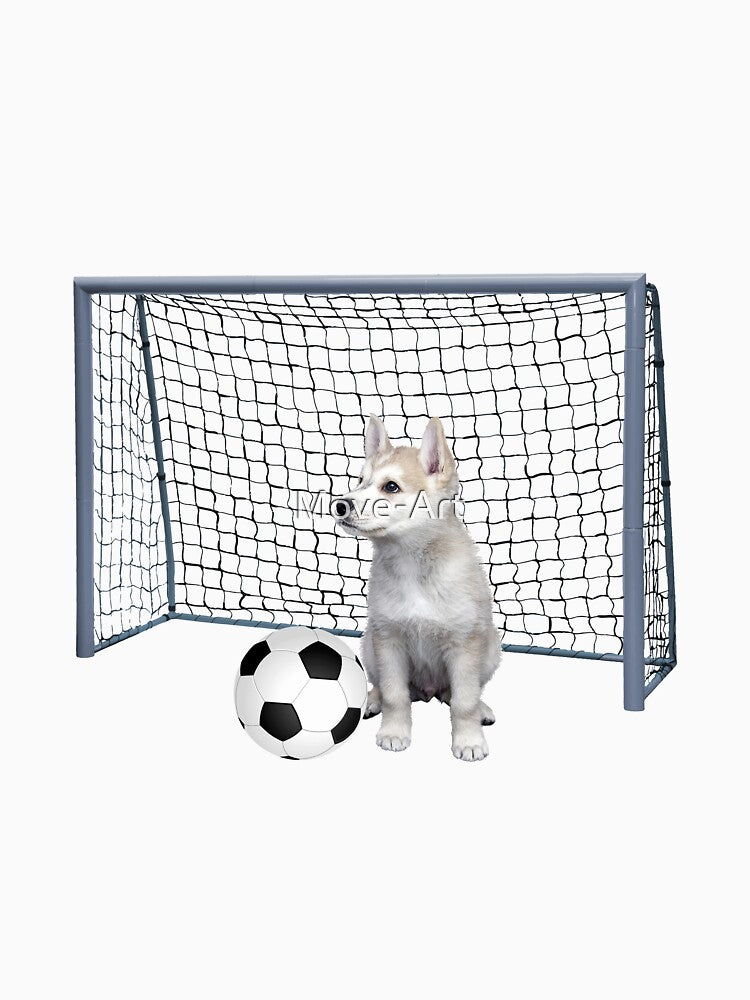 Husky Puppy Dog - Football soccer goal by Move-Art