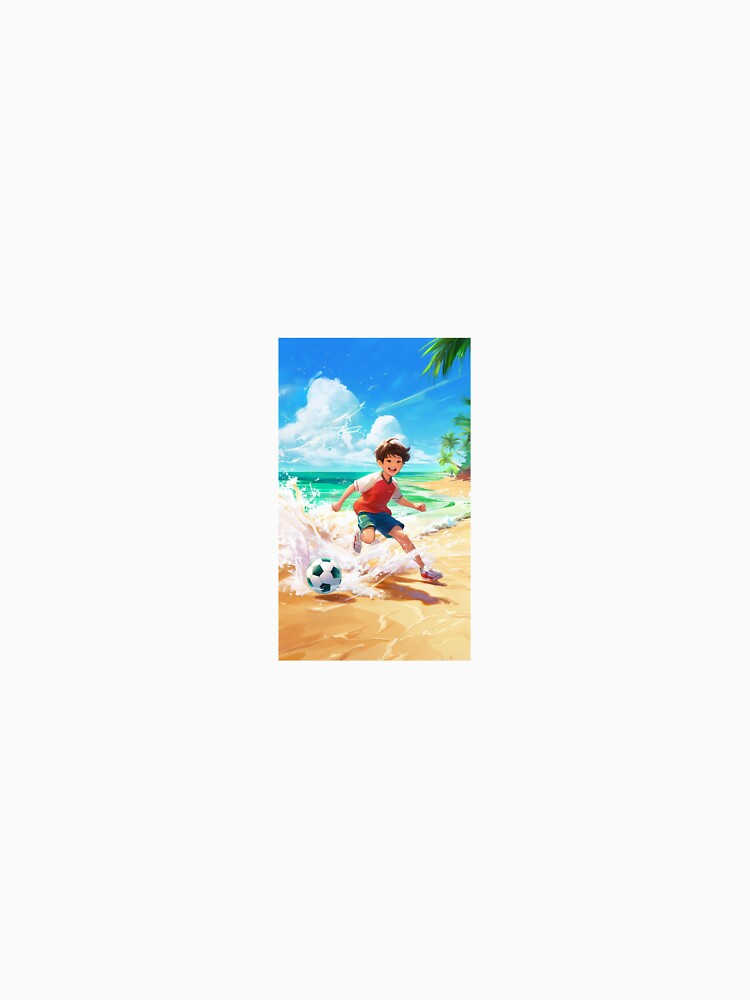 BOY PLAYING SOCCER ON THE BEACH by williamdim