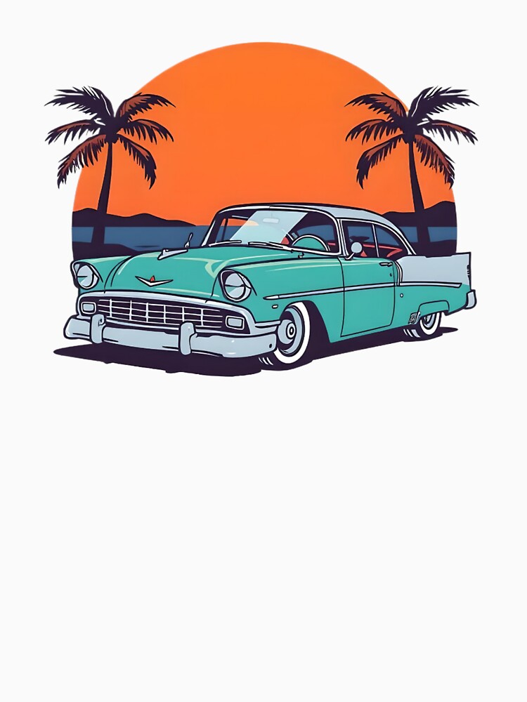 Classic car by the sea by SanchillShop