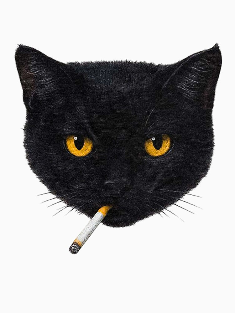 Smoking Cat Vintage Black Cat Retro 90s by FmStyleArt