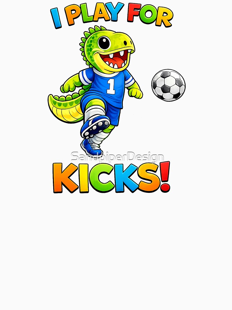 Rexy the T-Rex Plays Soccer for Kicks – Cute Dinosaur Soccer Art for Kids by SandpiperDesign