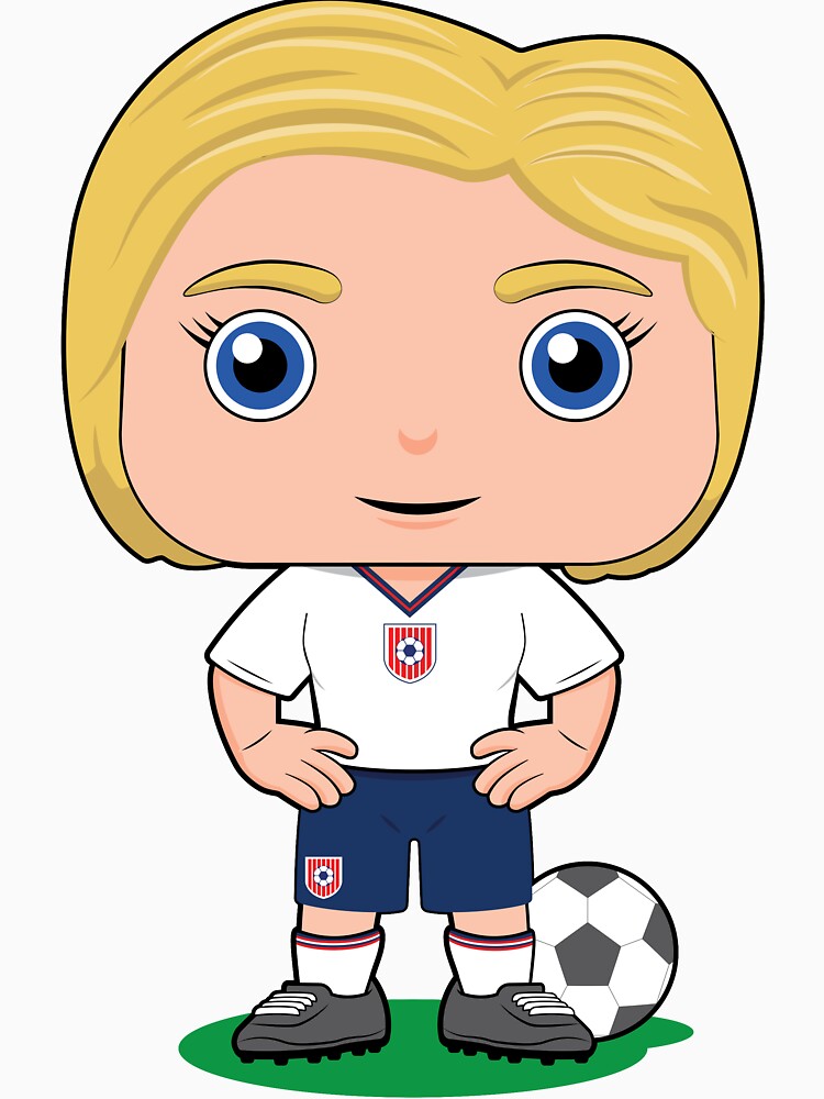 Cute soccer girl player illustration in Blue white kit by essjaydesigns
