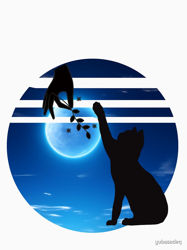 Cat hand with rose and moon by yubasadeq