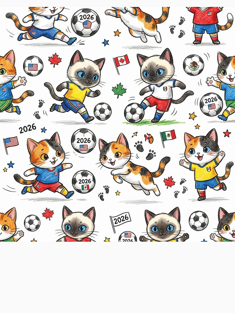 Chibi Soccer Cats 2026 - Cute Football Kittens Pattern by TaiwanMemory
