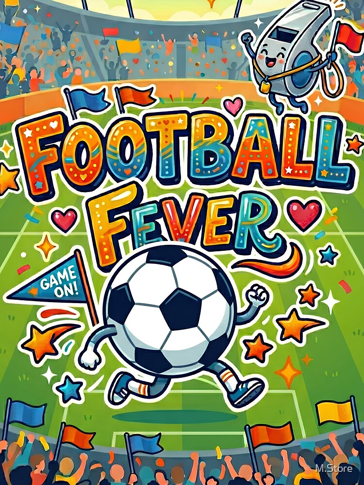 Football Fever Cute Cartoon Stadium Mascot Sticker Poster by M.Store