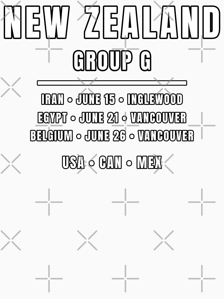 New Zealand Football Fixtures T-Shirt – Group G Schedule Shirt by The Hairy Melon