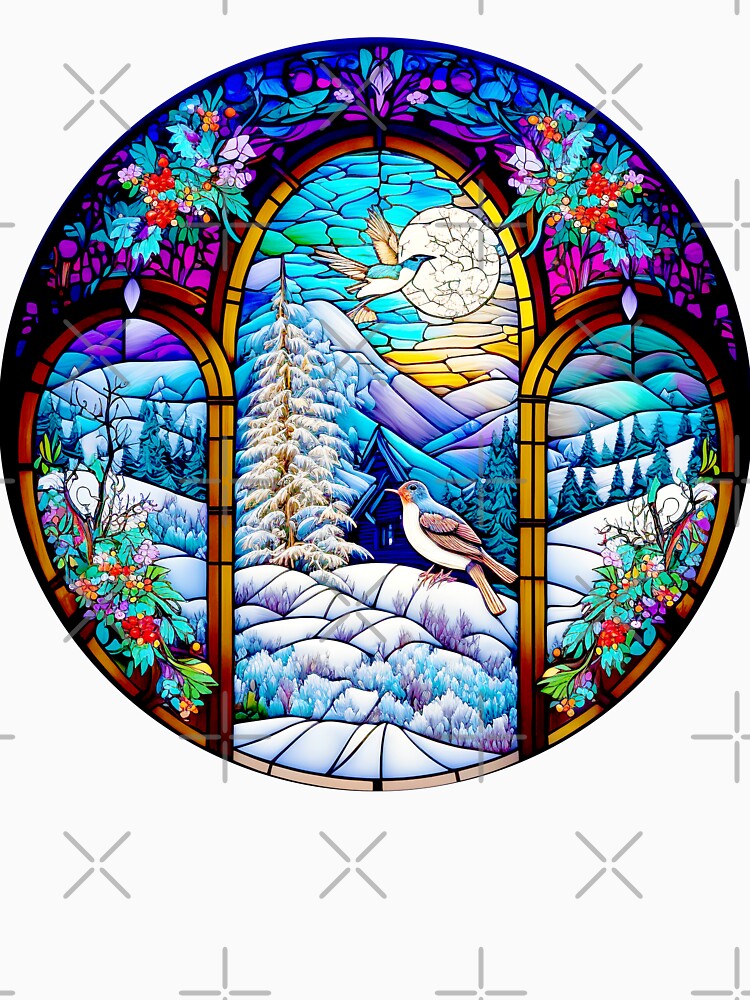 Stained Glass Christmas Windows Fitted Scoop T-Shirt Hoodie, Sweatshirt | CoreVibeTees.com (Image 3)