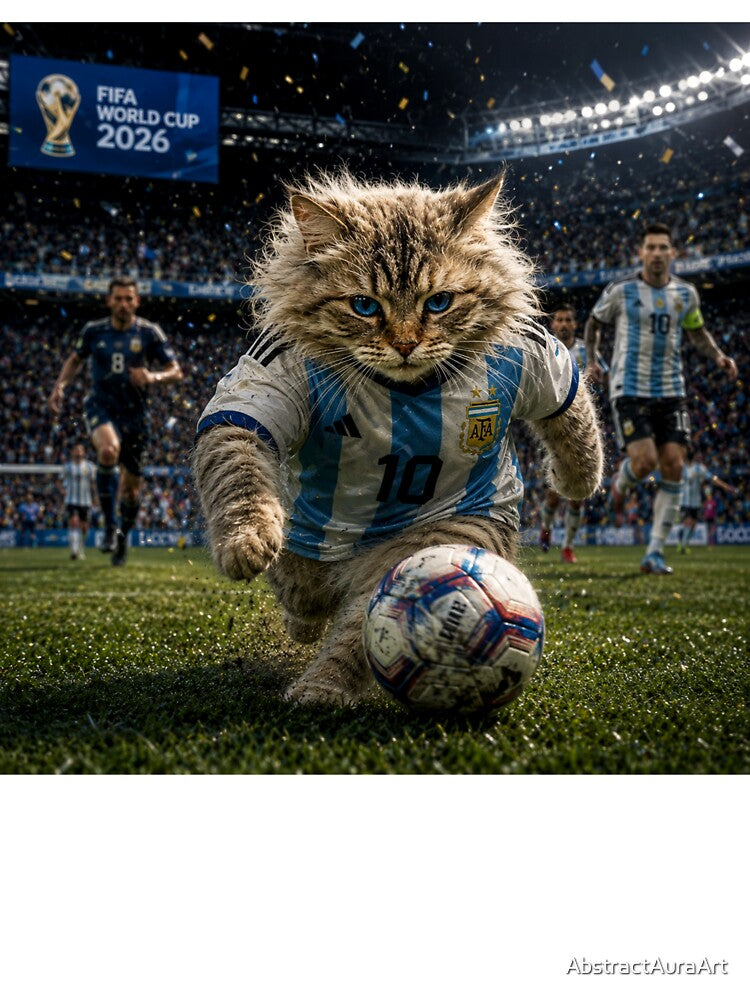Cute Soccer Cat Art | Football Kitten Illustration | Sports Cat Wall Decor by AbstractAuraArt