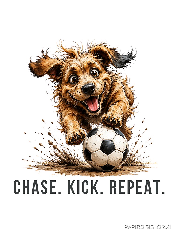 Soccer Scruffy Dog Illustration - Puppy Football gift by PAPIRO SIGLO XXI
