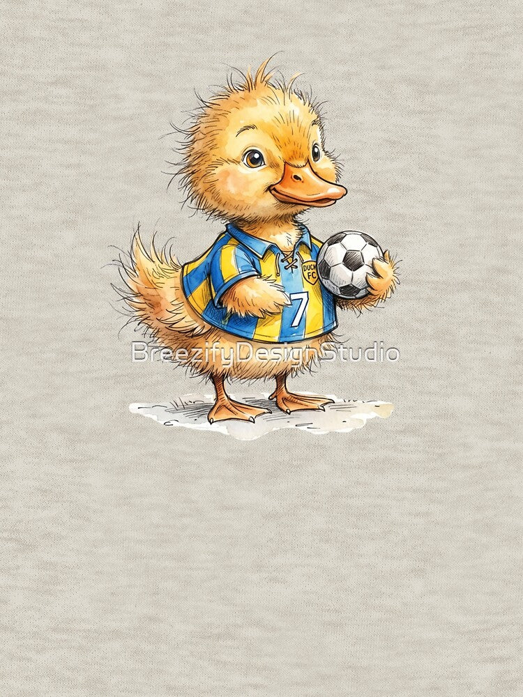 Cute Watercolor Duckling Soccer Player Jersey Number 7 Art by BreezifyDesignStudio