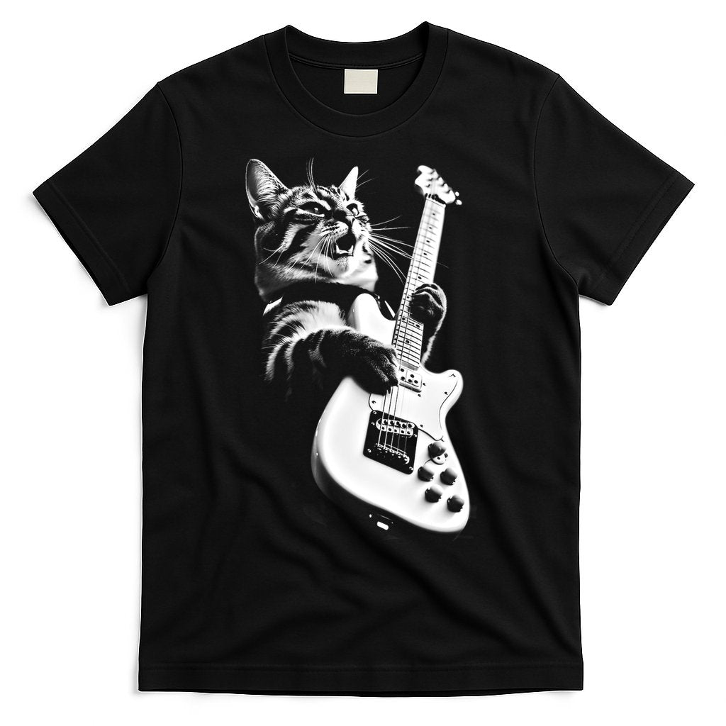 Rock Cat Playing Guitar Funny Guitar Cat T-Shirt Hoodie, Sweatshirt | CoreVibeTees.com
