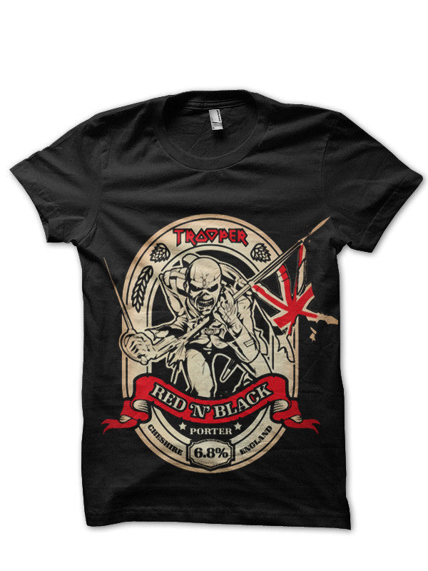 Iron Maidenâ€™s â€˜Trooper Red â€˜Nâ€™ Blackâ€™ Black T-Shirt Hoodie, Sweatshirt | CoreVibeTees.com