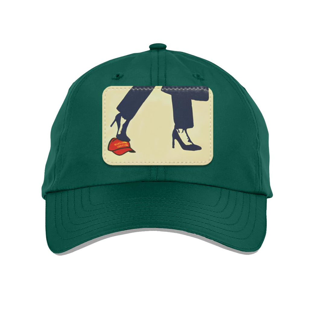 Kamala Harris Heels Stepping On Red Hat Pitch Cap
