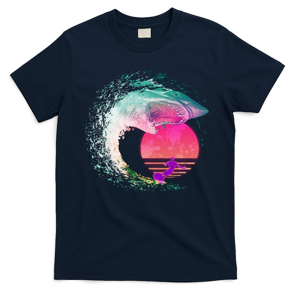 Retro Surfer Shark Wave T-Shirt Hoodie, Sweatshirt | CoreVibeTees.com
