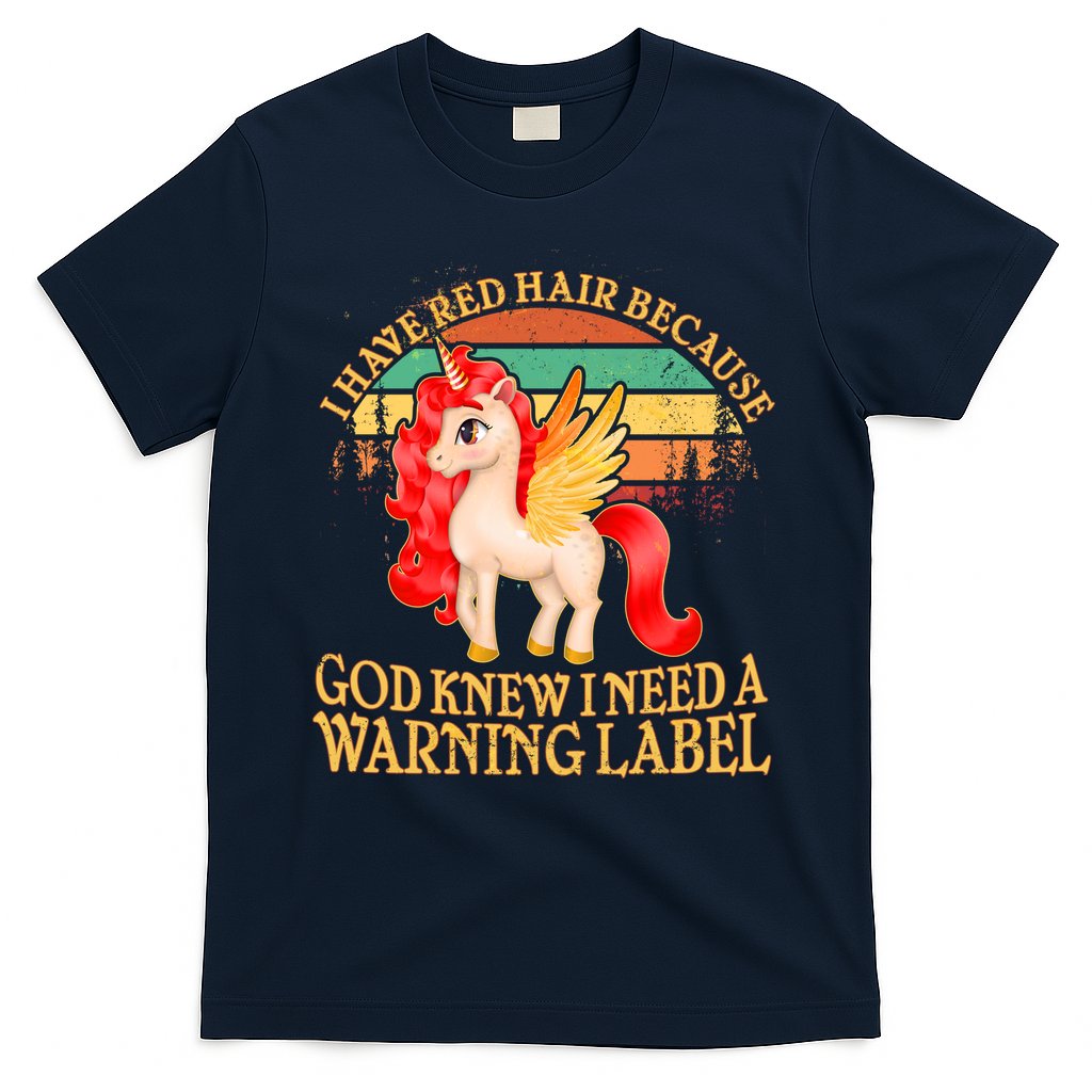 Retro Unicorn I Have Red Hair Warning Label T-Shirt Hoodie, Sweatshirt | CoreVibeTees.com