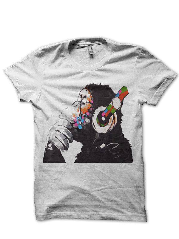 BANKSY DJ Monkey Thinker T-Shirt Hoodie, Sweatshirt | CoreVibeTees.com