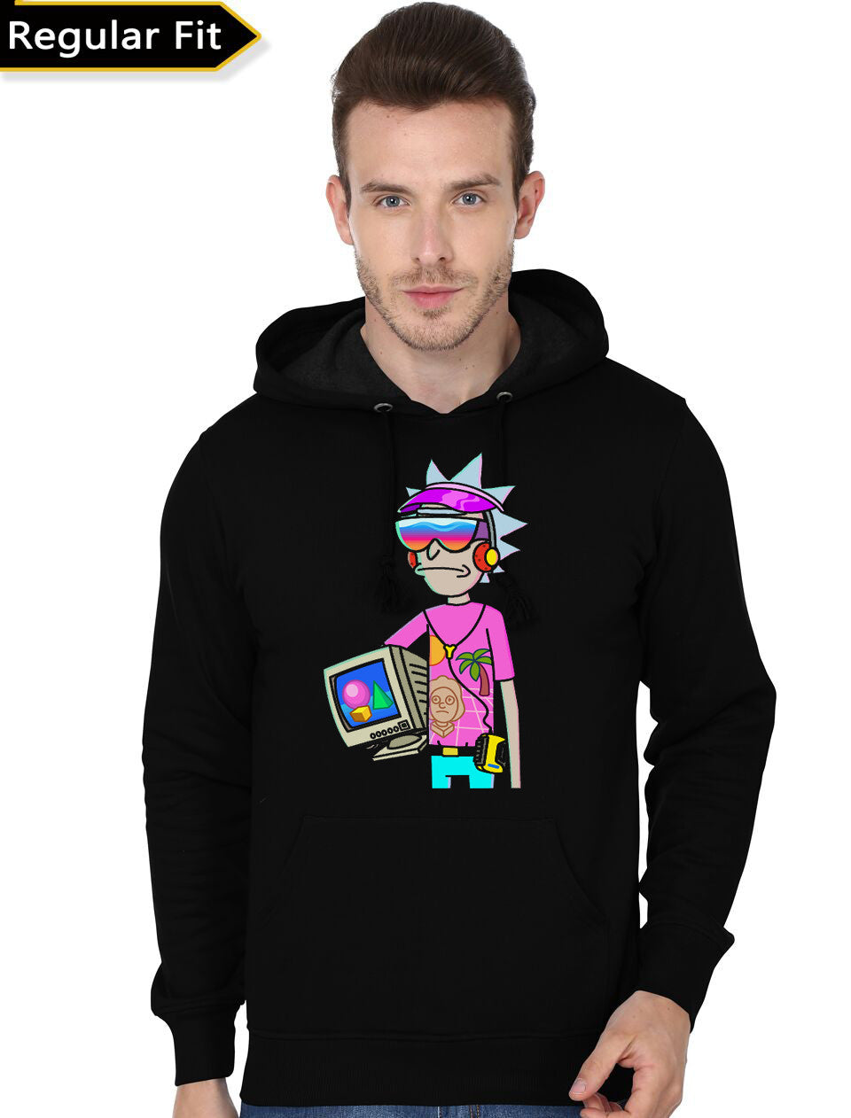 Vaporwave Rick Black Hoodie T-Shirts, Sweatshirt | CoreVibeTees.com