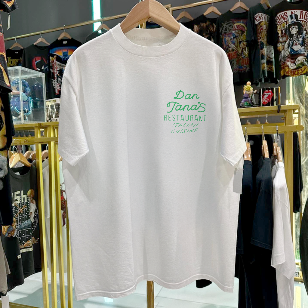 90s DAN TANA'S 'ITALIAN CUISINE' PROMO RARE WASHED WHITE T-SHIRT Hoodie, Sweatshirt | CoreVibeTees.com (Image 1)