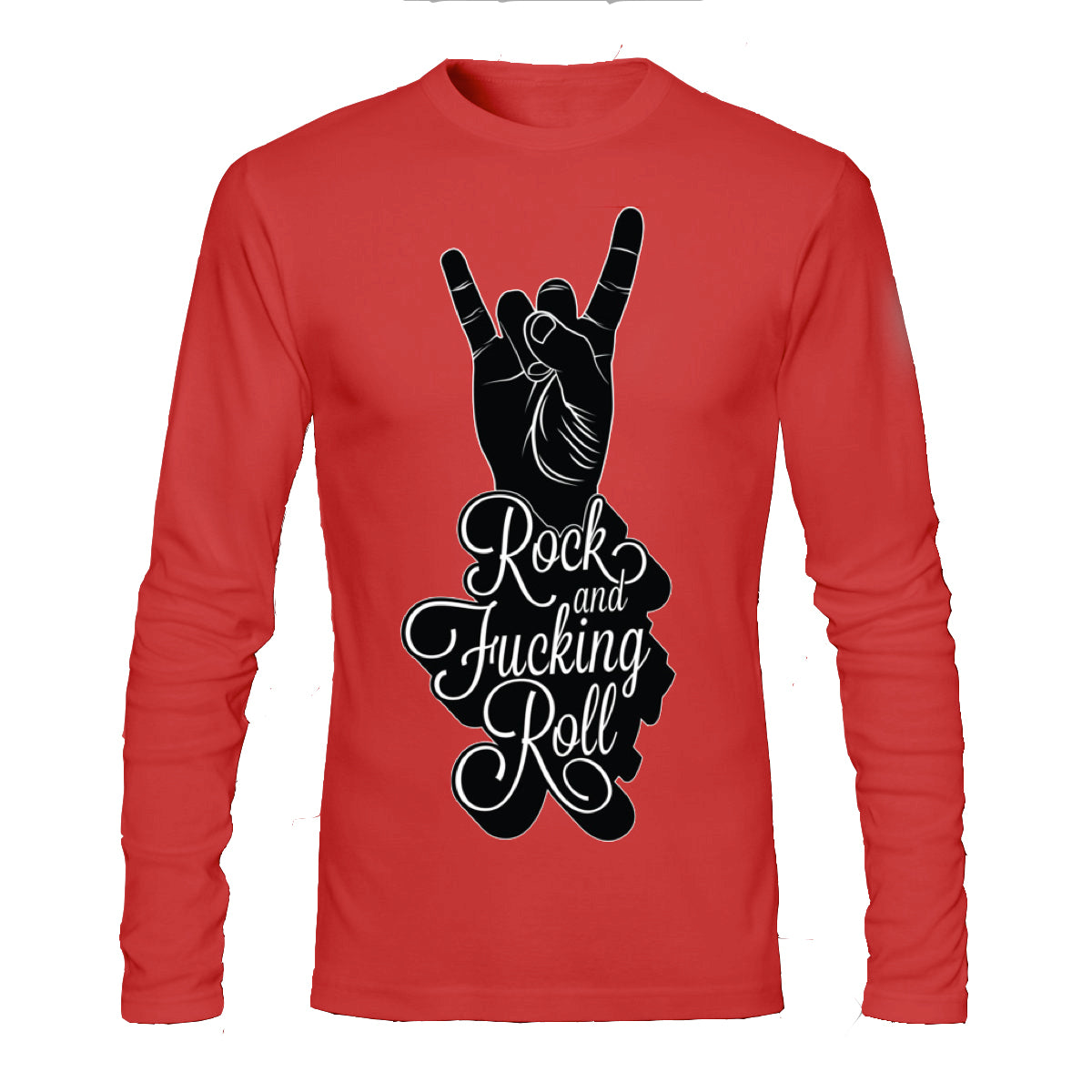 Rock And Fucking Roll Red Full Sleeve Tee Hoodie, Sweatshirt | CoreVibeTees.com