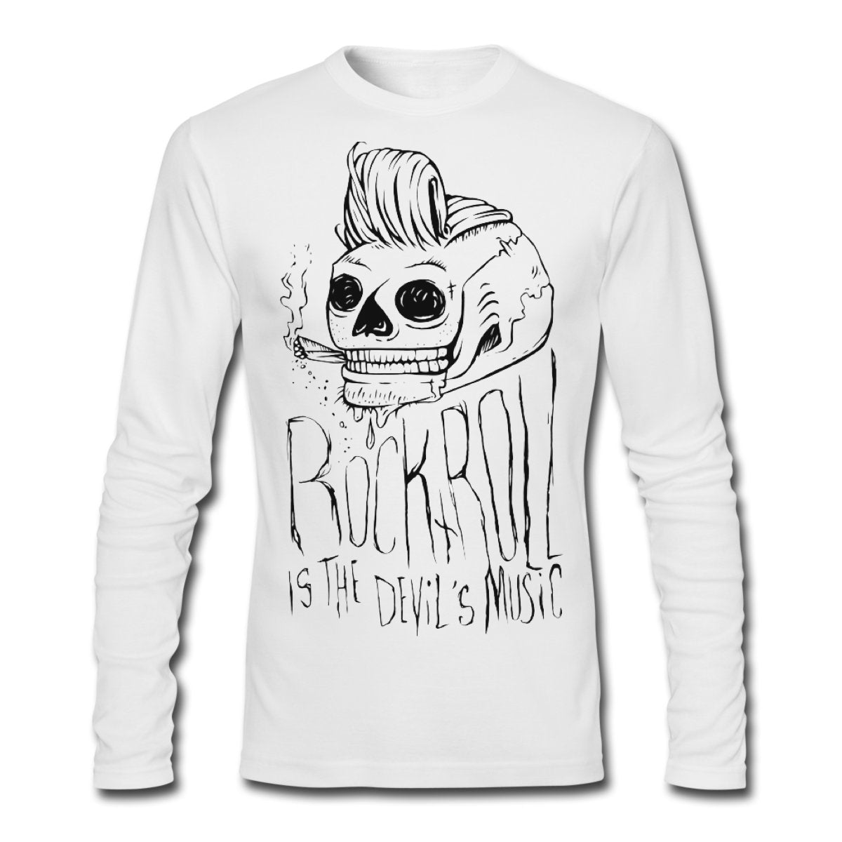 Rock and Roll White Full Sleeve Tee Hoodie, Sweatshirt | CoreVibeTees.com