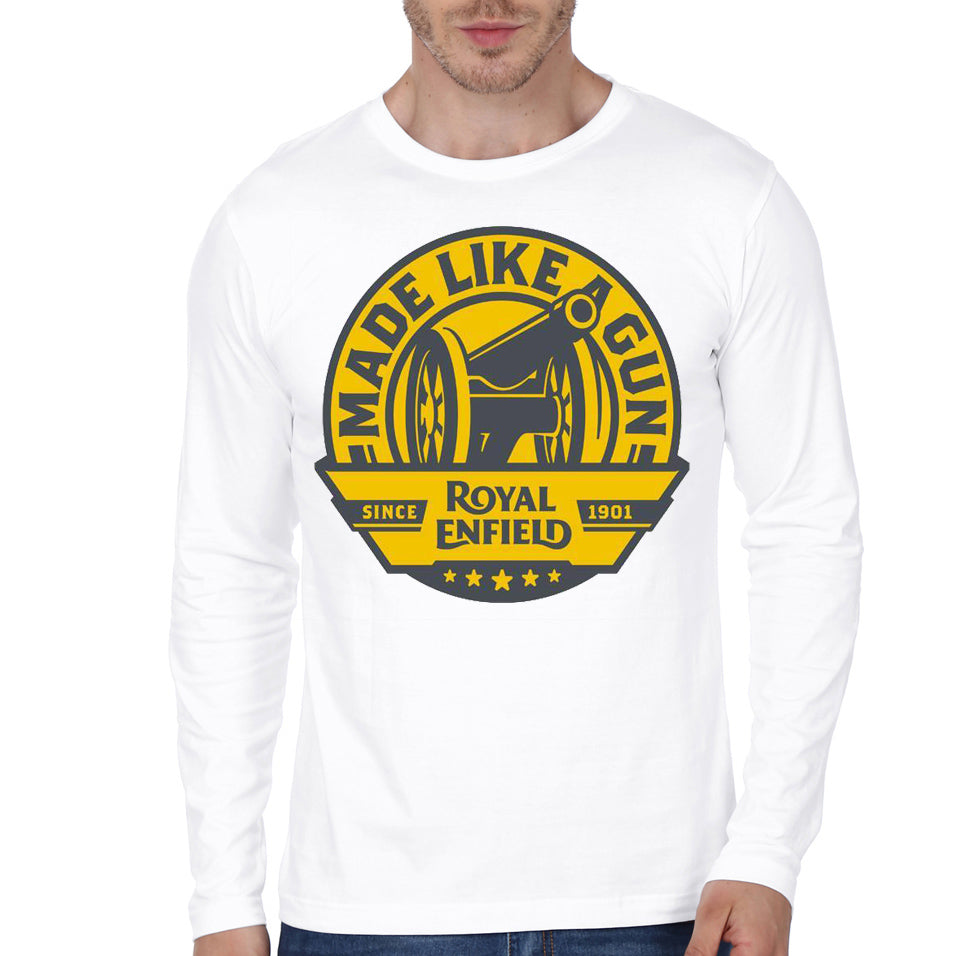 Royal Enfield White Full Sleeve Tee Hoodie, Sweatshirt | CoreVibeTees.com